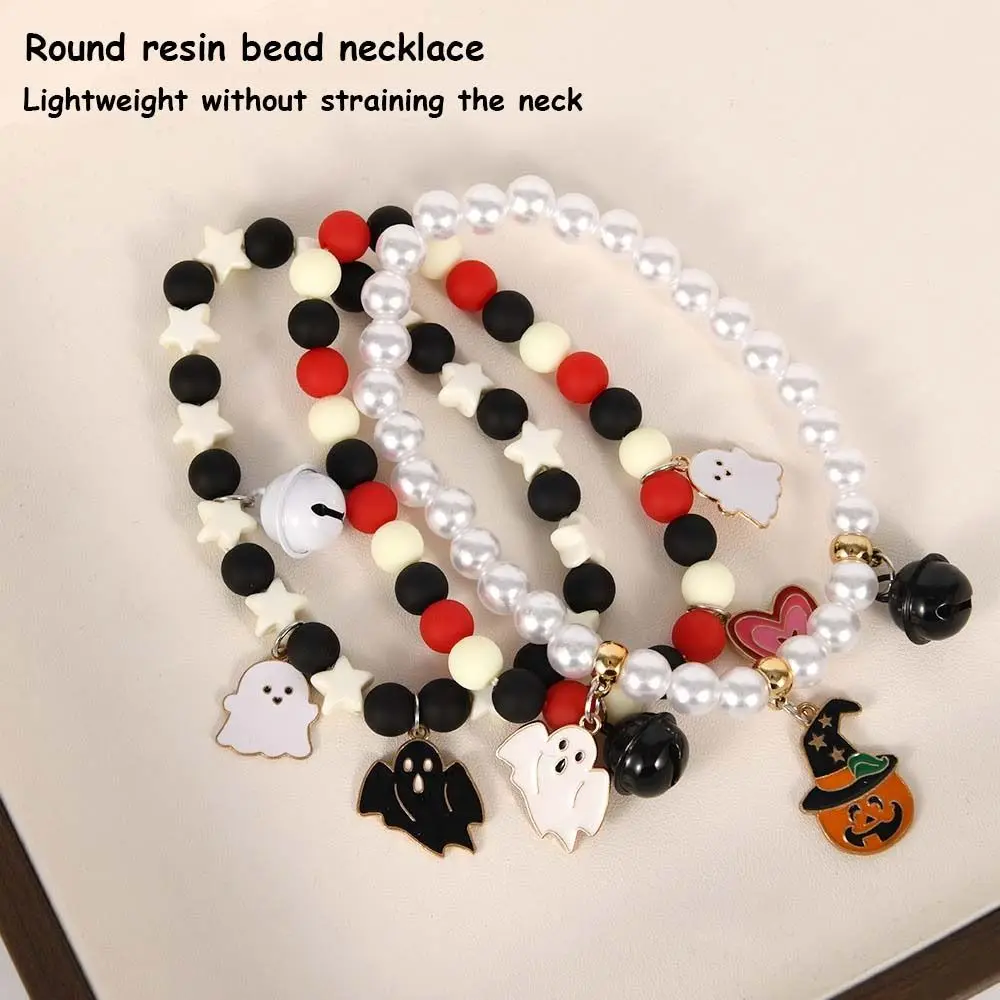 Cute Ghost Pendant Halloween Cat Collar with Bell Creative Kitten Collar Elastic Cat Pet Supplies Accessories