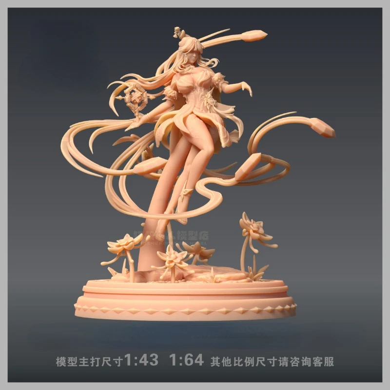 Game Anime peripheral figure Genshin Impact  Ningguang 1/64 1/43 Resin white model GK Colorless model Classic hand do