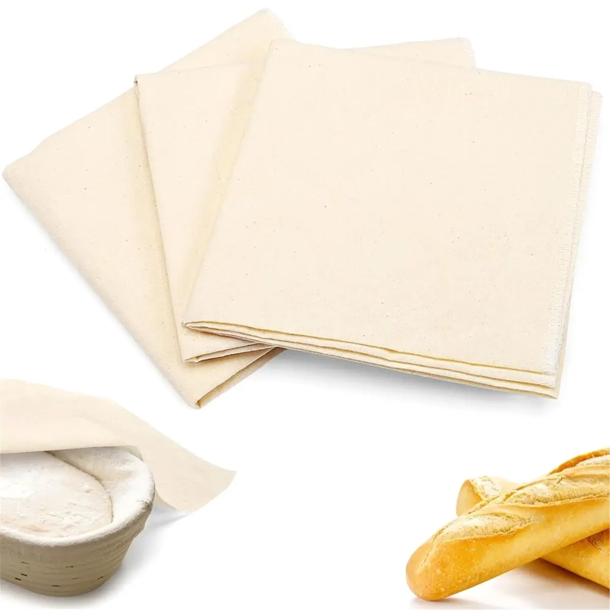 Premium Household 3 Pcs Dough Proofing Cloth Large Professional Heavy Duty Bakers Reusable Bread Dough Proofing Cloth for Loaves