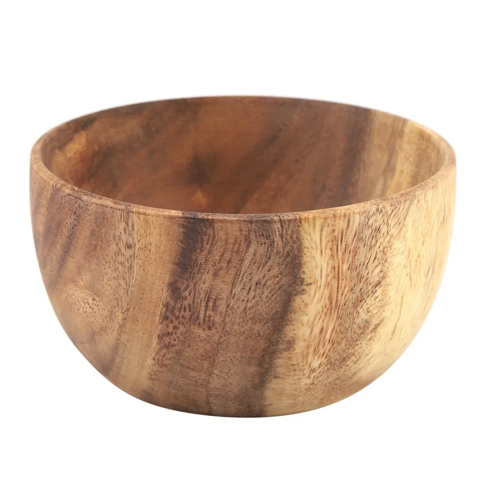 Wood Raw Salad Bowl Burr-free Wall Thick Anti-crack Rice Bowl Multisize Large Deep Inner Space Instant Noodle Bowl