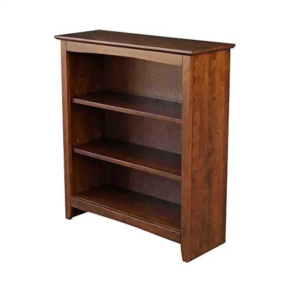 

Solid Wood Shaker Bookcase 36" Adjustable 3-Shelf Traditional Accent Shelf