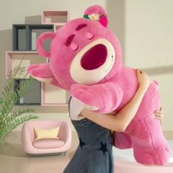 80cm Anime Toy Story Lots-o-Huggin Bear Plush Toy Kawaii Lying Sleeping Lotso Bear Plush Soft Stuffed Doll Pillow Birthday Gift