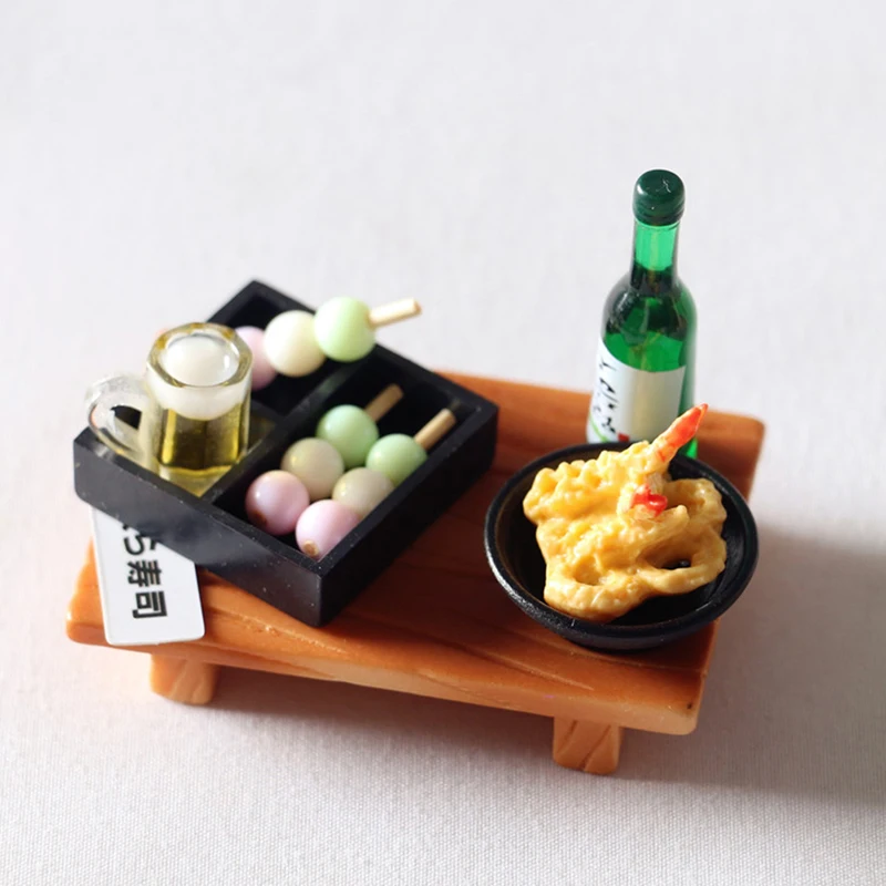 Dollhouse Miniature Food Japanese Sushi Fish Ball Tempura Bento Doll Kitchen Toy