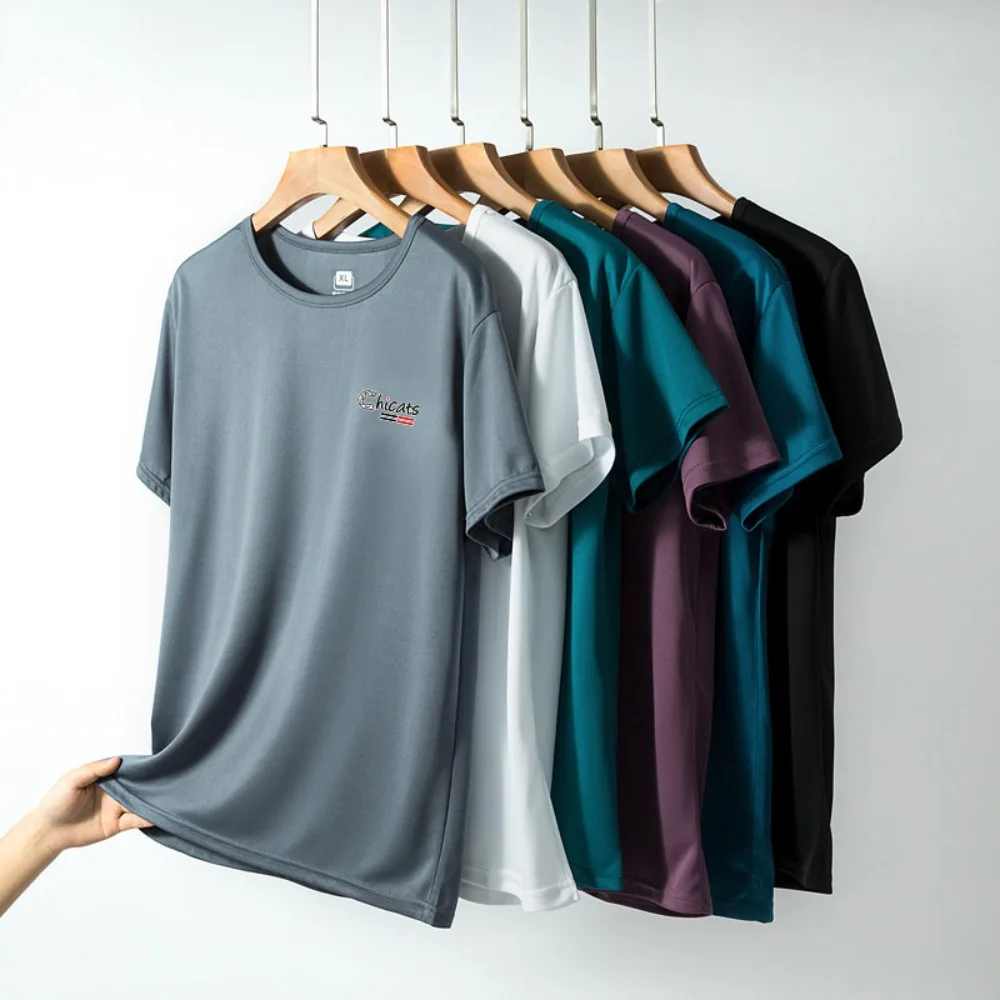 

Fashion Breathable Ice Silk T Shirts O-neck Loose Short Sleeve Sportswear Quick Dry Thin Men's Sport T-shirt Summer
