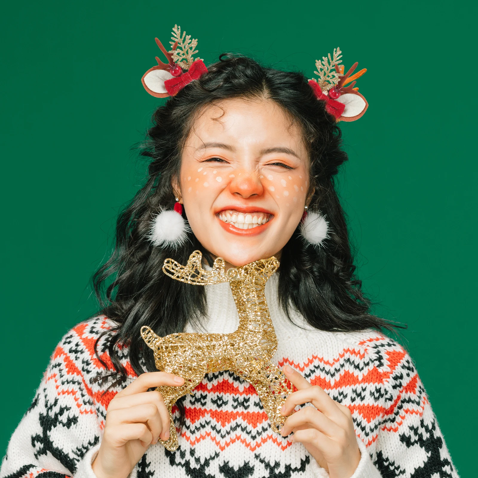 

4 Pairs Reindeer Antlers Hair Clips Cute Elk Horns Christmas Bows Tail Clips Women Holiday Accessories Lightweight Comfortable