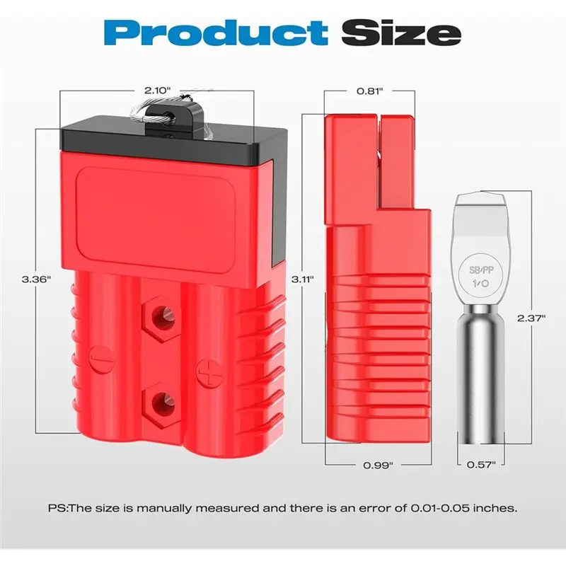 DT17 175A Connector with Hard Cover, 12V-36V Winch Wiring Kit for 1/0 AWG Cable RV Red