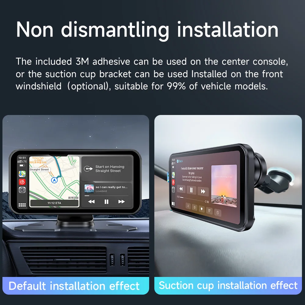 JIUYIN 6 인치 4K HD DVR 범용 자동차 라디오 멀티미디어 네비게이션 무선 CarPlay Apple Android 자동 미러 음악 플레이어
