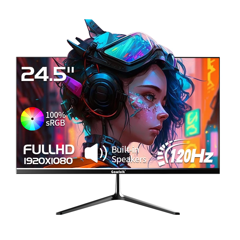 

Gawfolk 24.5 Inch Gaming Monitor, 120hz PcMonitor FHD 1080P Frameless computerMonitors, wA, sRGB 10096, DisplayPort, HDTV,Eye Ca