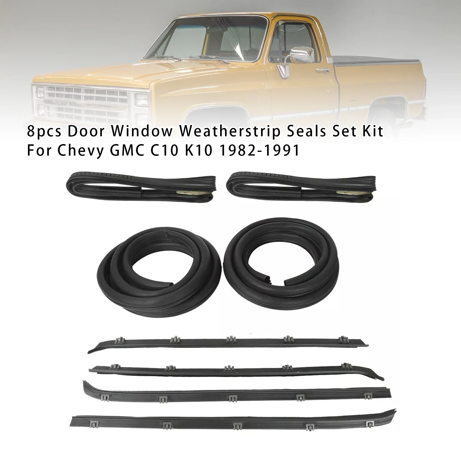 

X-T Door Window Weatherstrip Seals Set Kit for Chevy GMC C10 K10 1982-1991