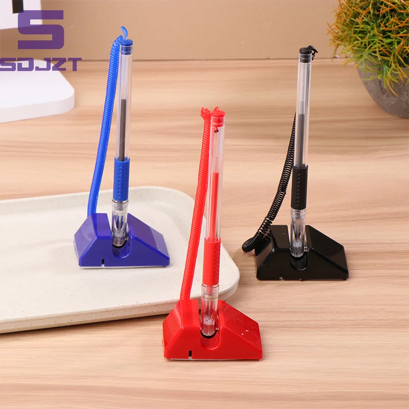 0.5mm Desk Holder Fixed Gel Pen Adhesive Fixed Gel Ink Pen Counter Advertising Signature Pen Office School Stationery