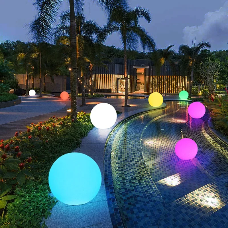 Outdoor Garden LED Ball Lights Landscape Lawn Street Lamps Waterproof 16 Colors Changebale Rechargebale Anti-drop PE Material