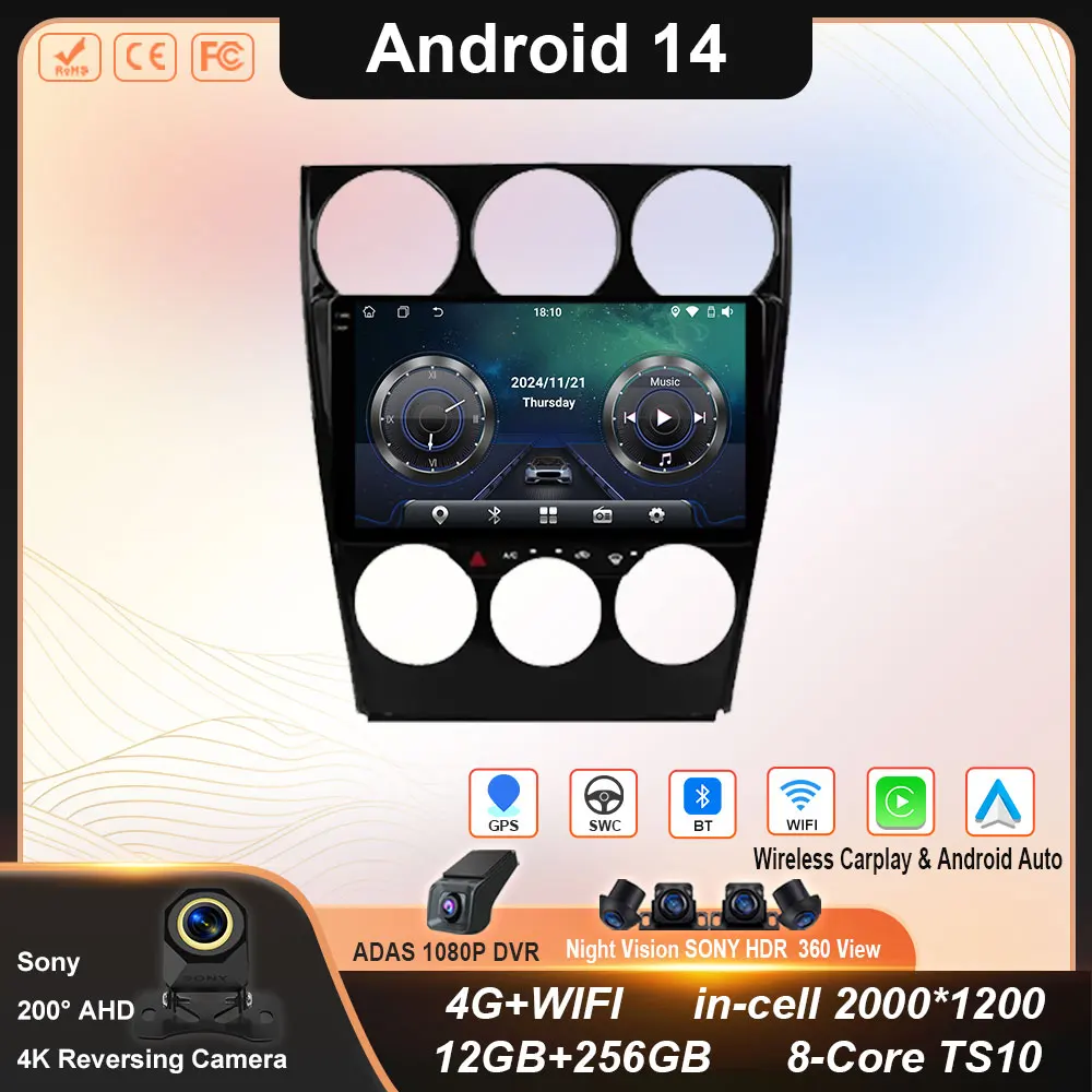 

Android 14 For Mazda 6 2002 2003 2004 2005 2006 2007 2008 Multimedia Car Player Navigation GPS Radio Carplay Navi 360 Camera RDS