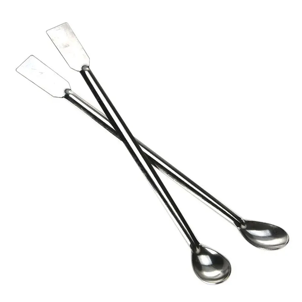 Double End Reagent Stainless Steel Laboratory Medicine Sampling Spoons Whisky Shaker Mixing Stick Spatula Tool 20cm