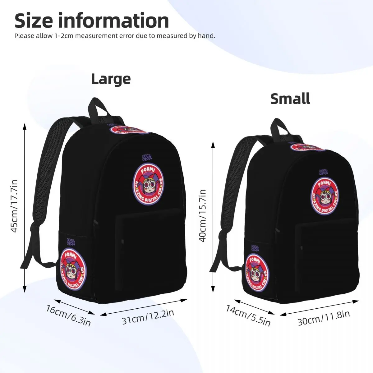 PONMI-THE INCRÍVEL CIRCUS DIGLED Mochila para Homens e Mulheres, Mochila para Estudante Adolescente, Caminhadas, Viagem, Laptop Canvas Bags