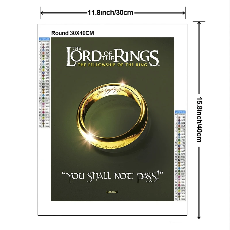 2024 New 5D DIY T-The Lord of the Rings: The Fellowship of the Ring Diamond Embroidery Color oil painting hand Mosaic decoration