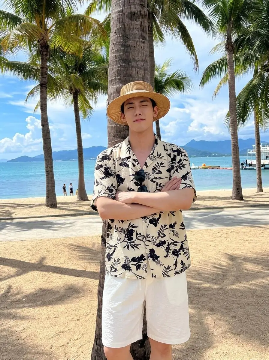 Retro Style Men's Floral Print Short Sleeve Shirt Casual Summer Loose Fit Collared Top Trendy Vacation Wear Polyester Fiber