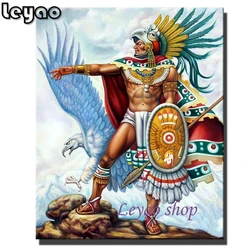 DIY 5D pintura de diamante guerrero azteca águila arte mexicano Kit de punto de cruz bordado completo arte mosaico imagen de Rhinestaone