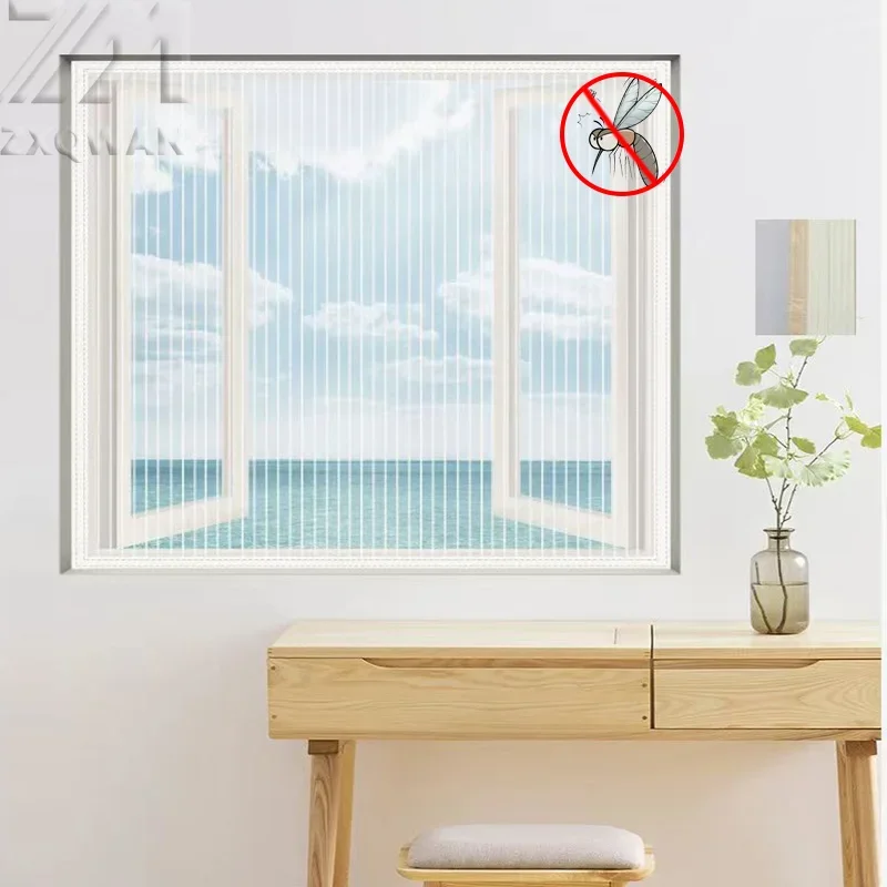 New Home White Mosquito Screen Window Self-Adhesive Diamond Fishing Line Mesh, Cat and Dog Scratch Resistant, Customizable
