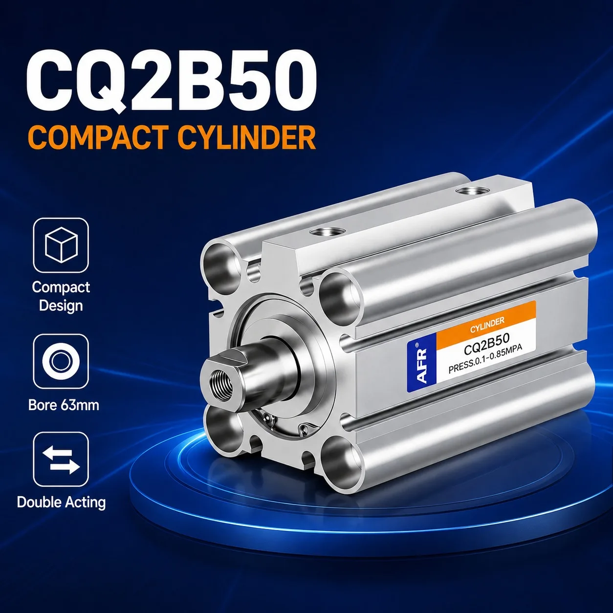 CQ2B50 Thin Compact Air Cylinder CQ2B50-25 30DCZ 40 50DZ Double Acting Aluminium Pneumatic Actuator Automation Machinery Spare P