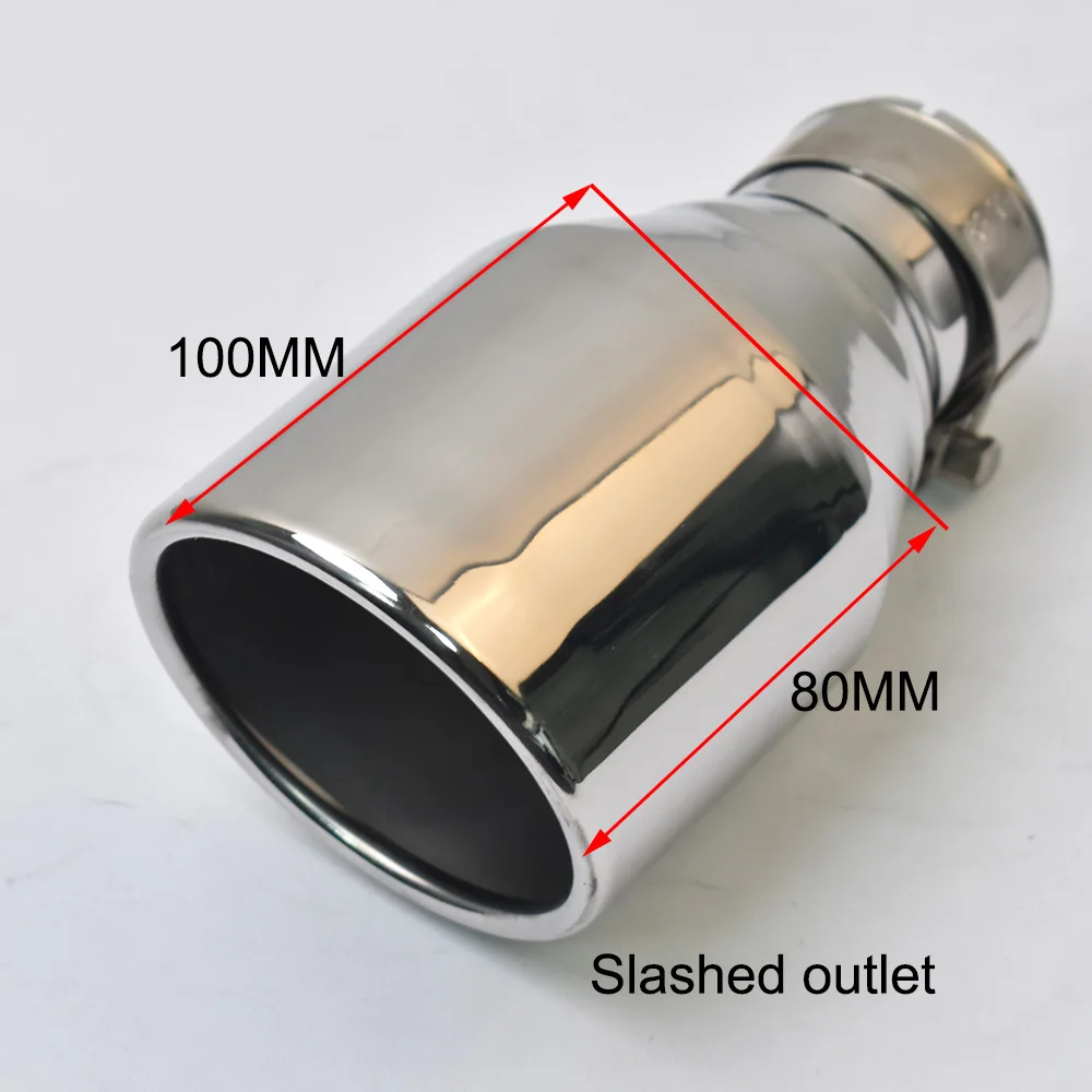 1 Pc Car Modified Flashed Outlet Edge Stainless Steel Exhaust Pipe Curly Shiny Angled Muffler Tip
