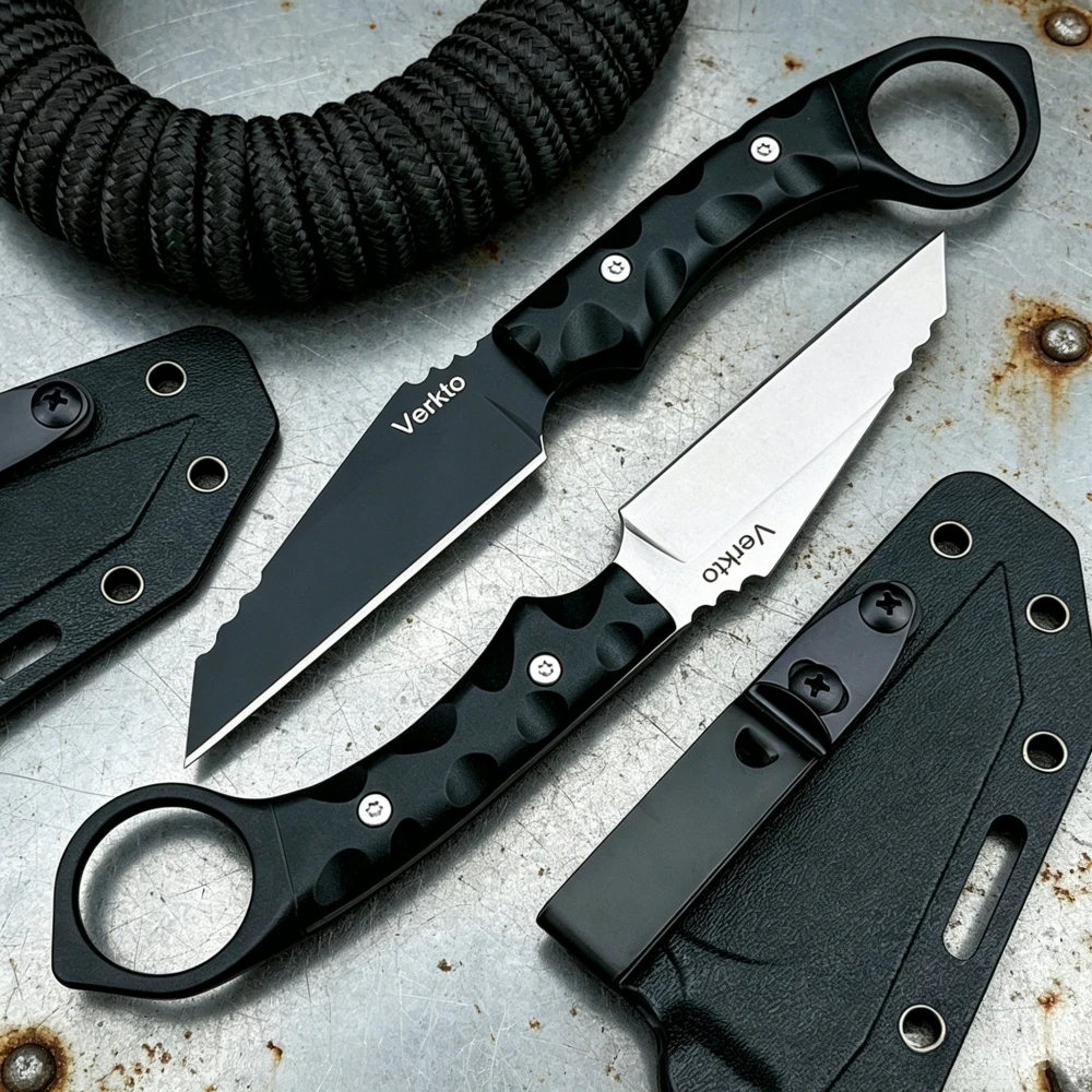Image of Outdoor-Messer mit 7Cr13Mov-Klinge, Feststehende Klinge mit Hoher Härte, EDC-Wildnis-Campingmesser, Mehrzweck-Fisch- und Kletterwerkzeug mit Nylongriff