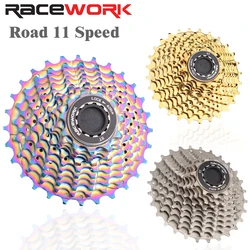 RACEWORK Road Bike 11 Speed Cassette 28/32/34T Bicycle 12S Freewheel Gold Silver Rainbow Flywheel For Shimano 105 R7000 R8000