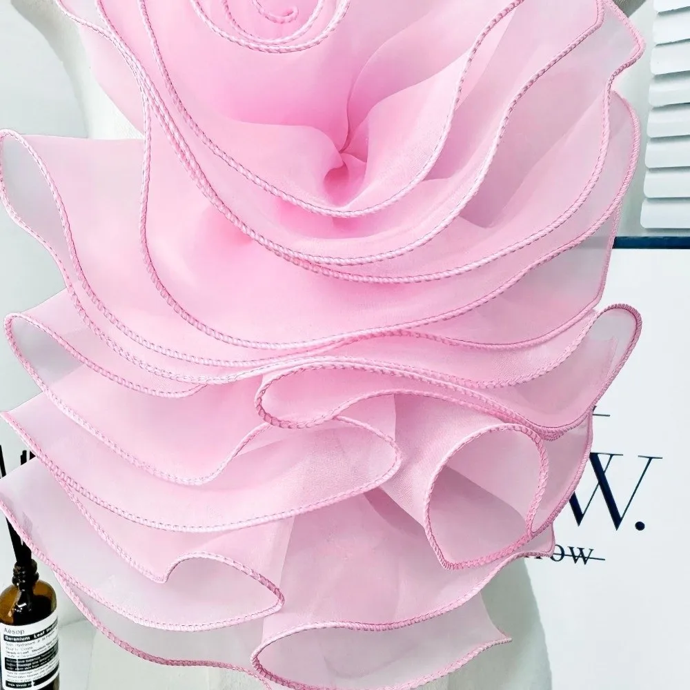 Fashion Multi-Layered Chiffon Rose Flower Pleated Puffy 3D Chest Flower DIY Handmade Clothing Decoration Corsage