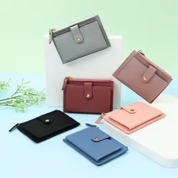 Cute Credit Card Holder Bags Solid Color PU Leather Small Wallet Mini Coin Purse Women Fashion Purse Money Bag Storage Pouch