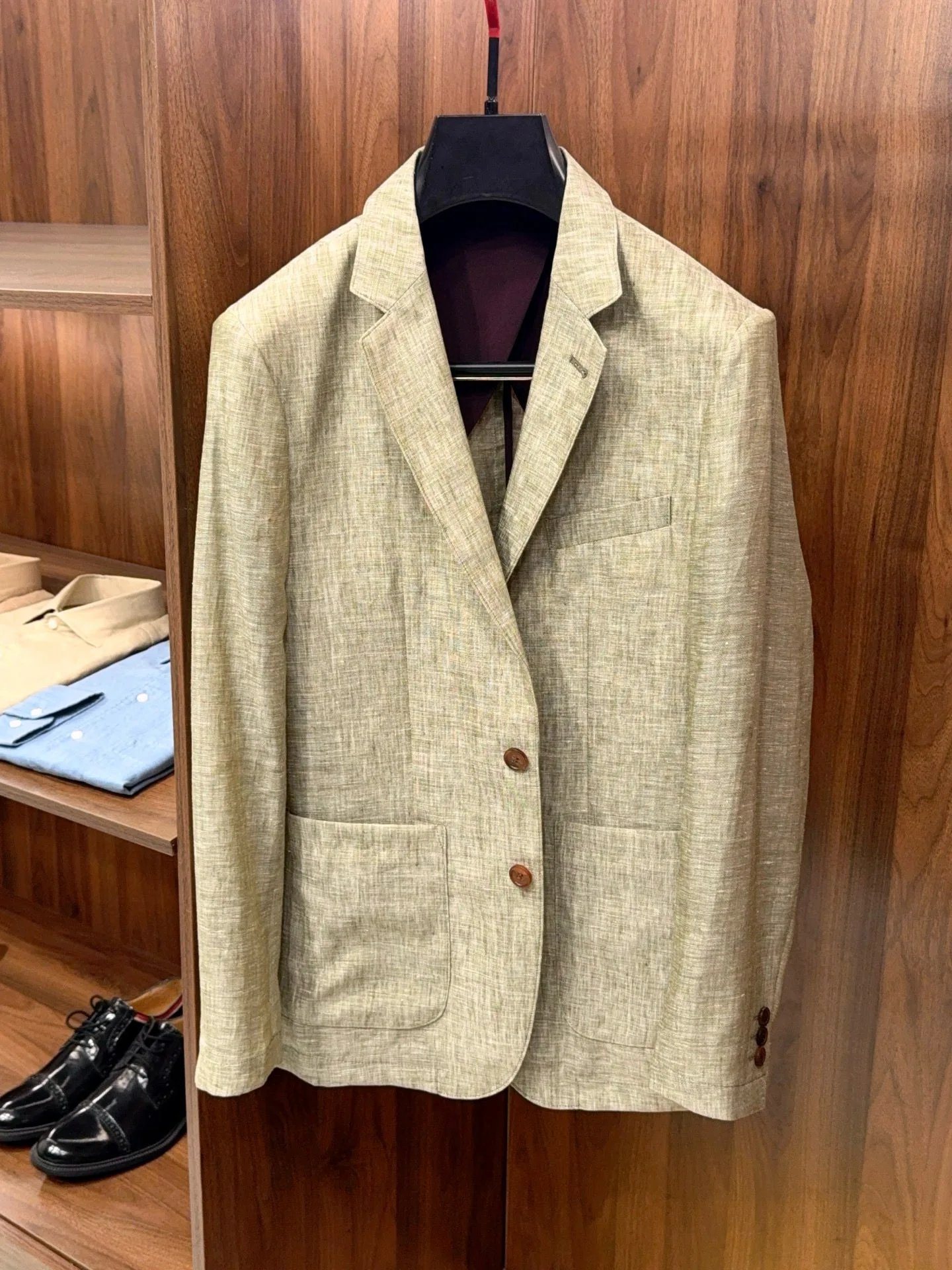 

Slim Fit Linen Busin Casual Single-breasted Men's Jaet Faionable Ci Sle Summer Collection Chinese Production