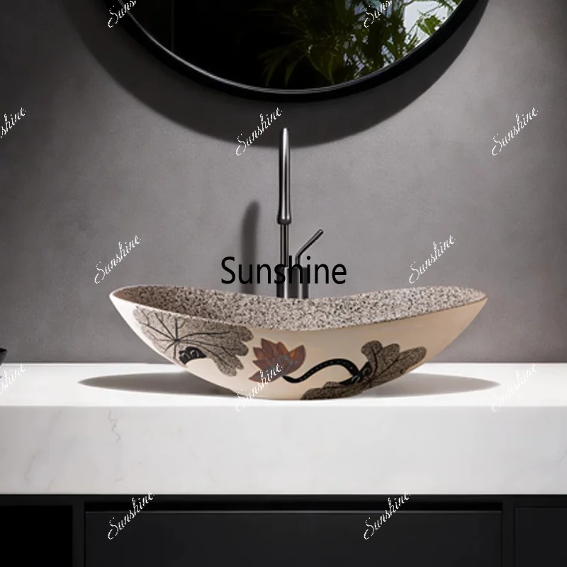 

Art stage basin ceramic basin balcony washing machine integrated bathroom high-end