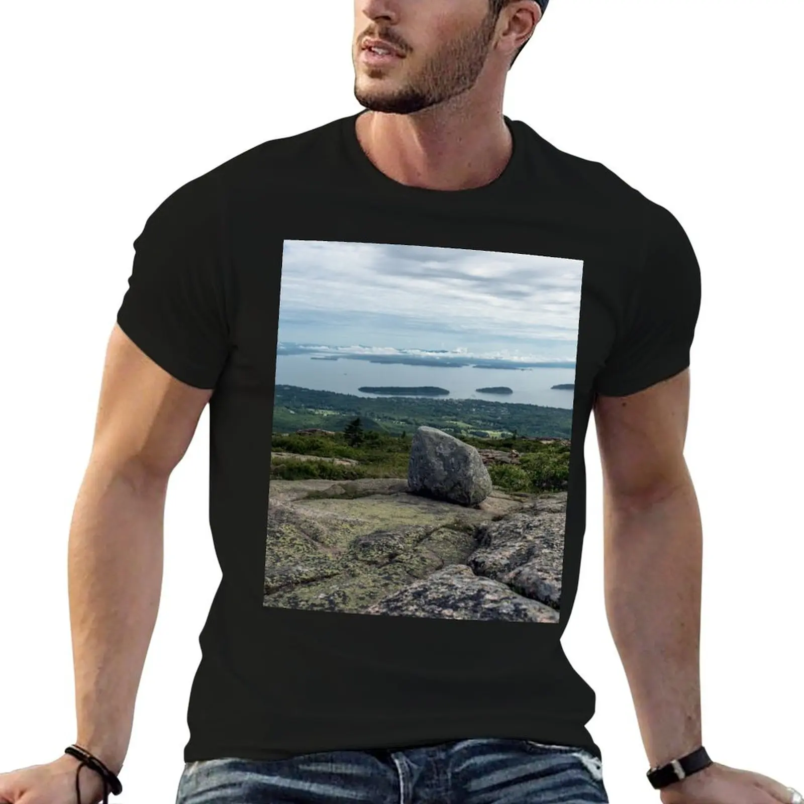 

travel mountain ocean water nature wall tapestry Acadia National Park Maine 3 T-Shirt t shirts cotton 100% T-Shirt