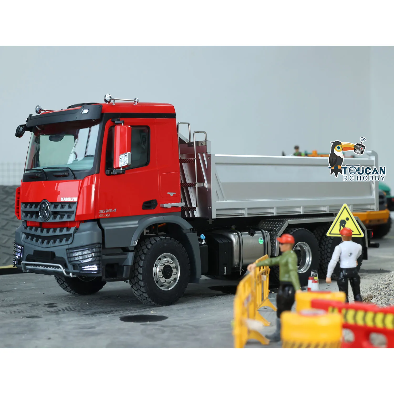 K3364 Kabolite 1/14 ไฮดรอลิก RC รถบรรทุก 6x6 สีแดง Tipper รีโมทคอนโทรลรถยนต์ประกอบแสงเสียงของเล่น TH22554