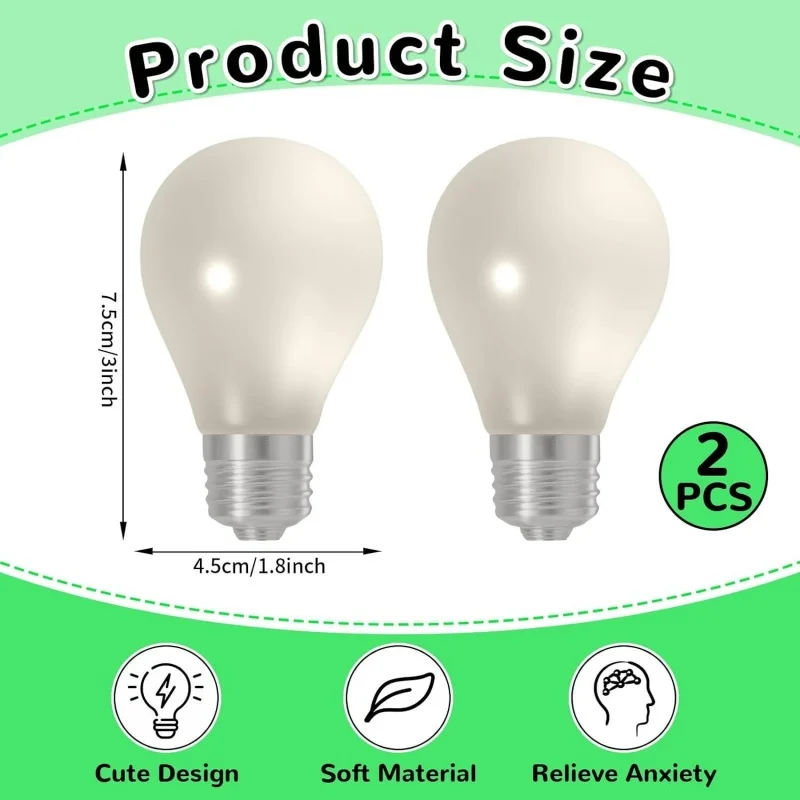 Glow in The Dark Light Bulb Squishy Toy Lamp Bulb Fidget Sensory Toys Luminous Decompression Toy Soft Squeeze Gifts for Adults view 5
