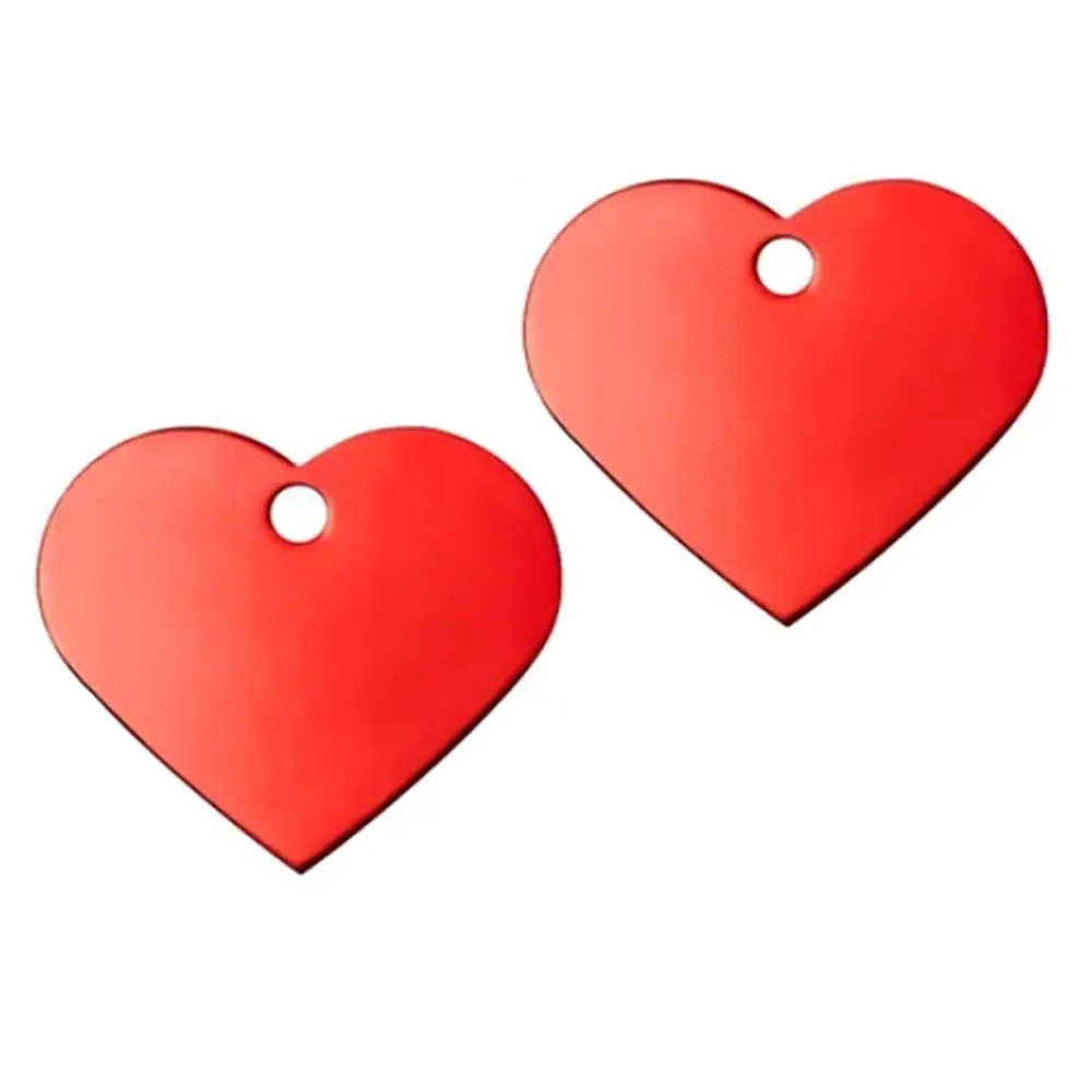 20Pcs Cute Heart-Shaped Pet ID Nameplate Pendants Double-Sided Blank Aluminium Customizable Personalized Puppy Engraving Gifts