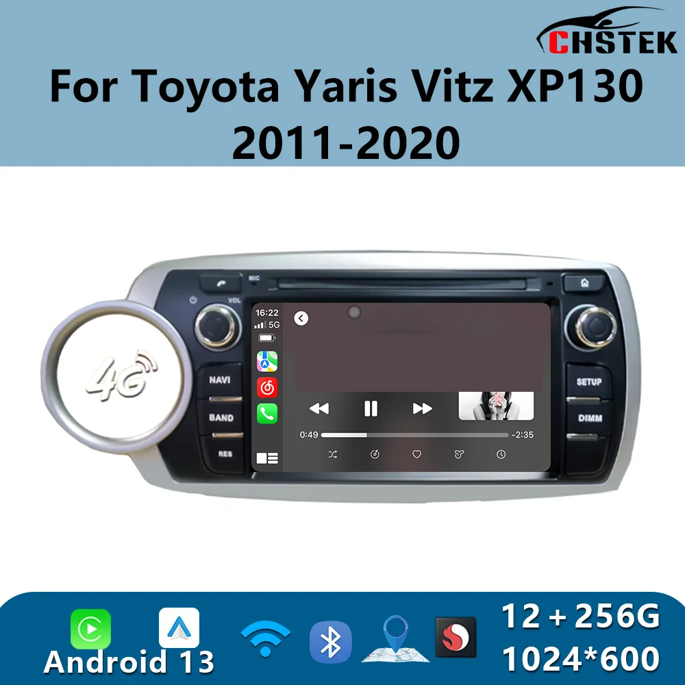 

Radio Samochodowe Bezprzewodowy Carplay CHSTEK For Toyota Yaris Vitz XP130 2011-2020 autoradio GPS Snapdragon BT Multimedia