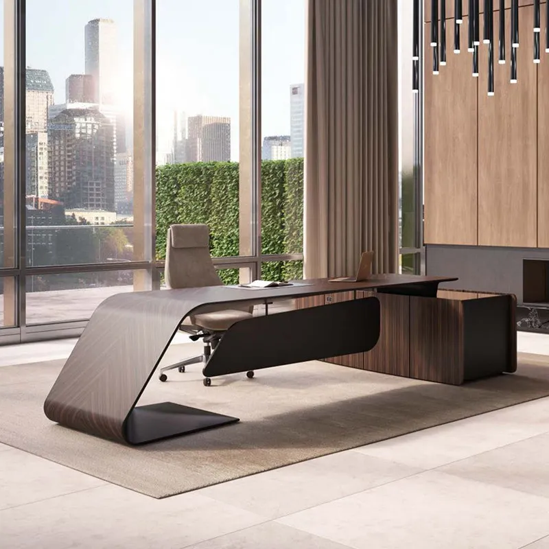 

Solid Wood Leather Boss Table, President Table, Simple And Modern Atmosphere, Boss Paint, Large Class Desk, Office Boss Desk