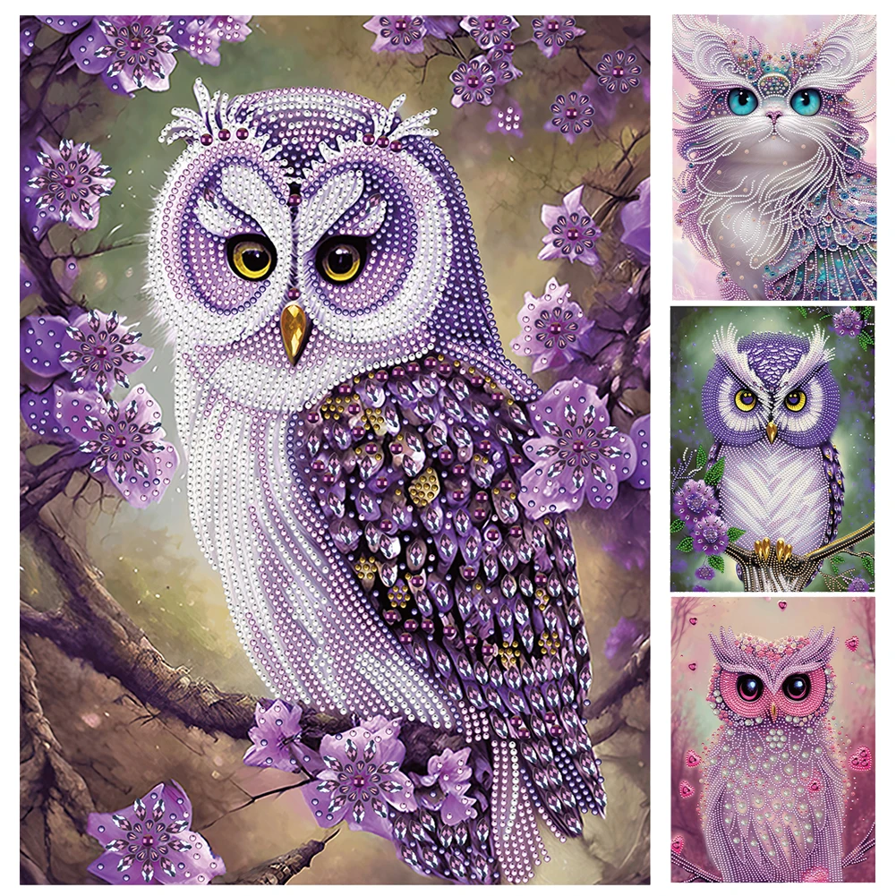 5D DIY Owl Diamond Painting Kit Partial Special Shaped Drill Home Decoration Jewelry Cross Stitch Diamond Rhinestones Paintings