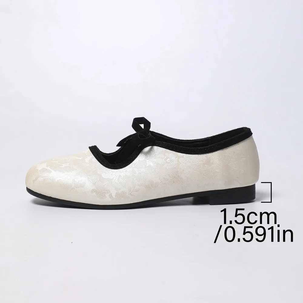 

Bow Single Shoes Autumn New Round Toe Shallow Mouth Slip Soft Sole Anti-slip Wear-resistant Low Heel Shoes