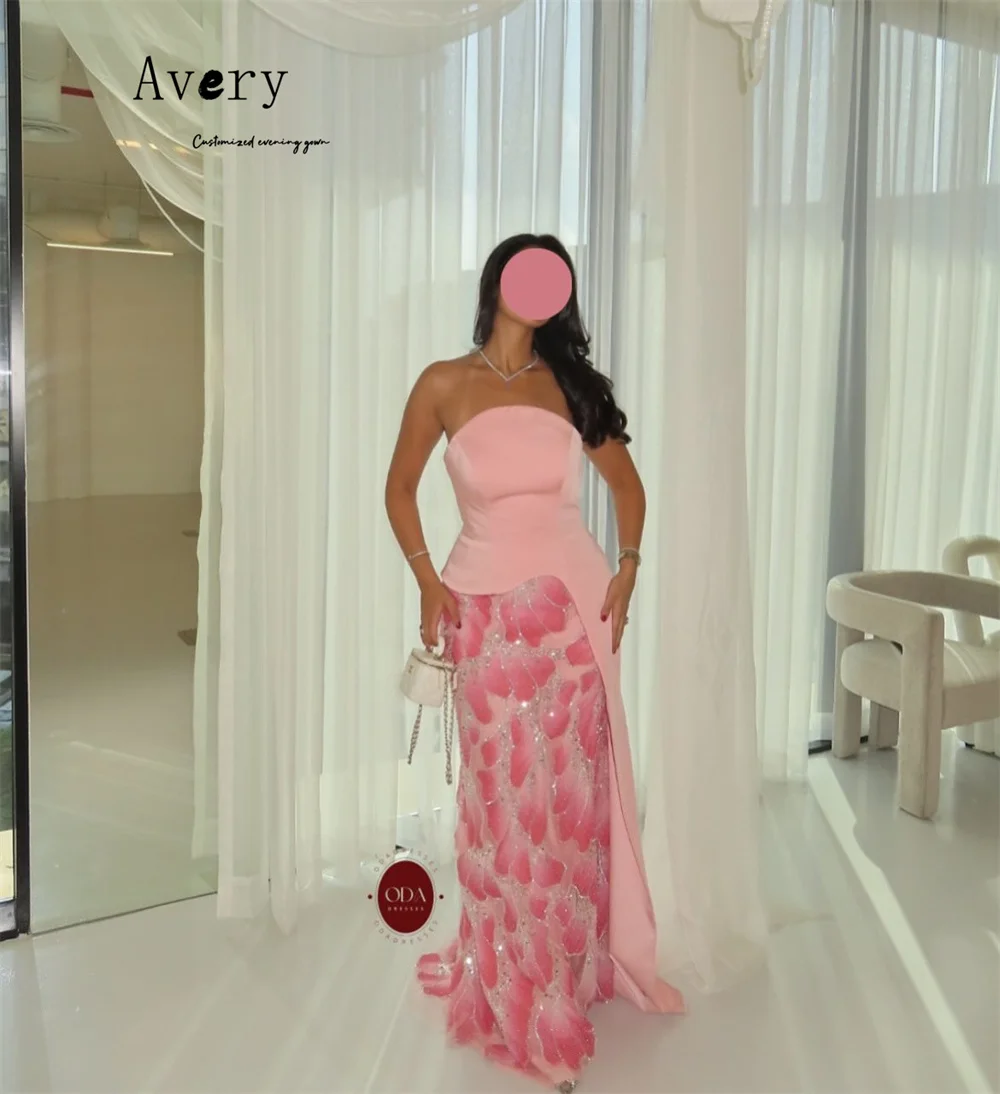 Avery-Top de tubo de cola de pez rosa personalizado, vestidos de noche sin mangas, vestidos de invitados de boda de lujo 2025 para fiesta, vestido de graduación para mujer