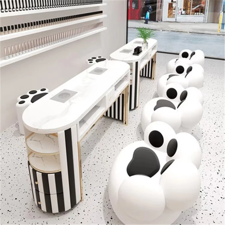 Kisen Light Luxury Double Seat Pink top Manicure Pedicure Nail  Equipment for Professional   Salon