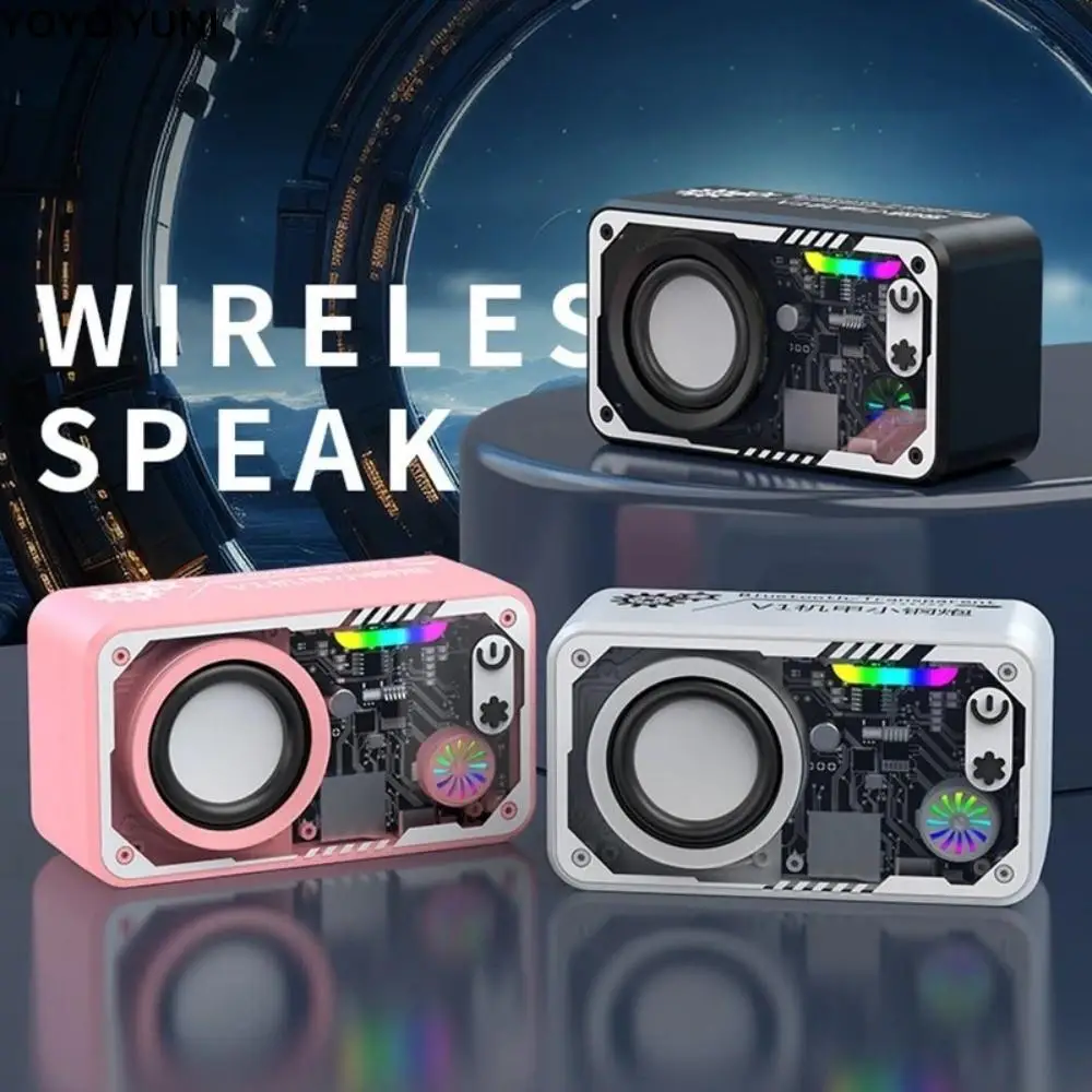 

RGB Light Transparent Mecha Speaker Double Bass Diaphragm Sound Light Rhythm Wireless Bluetooth Speaker Colorful LED Lighting