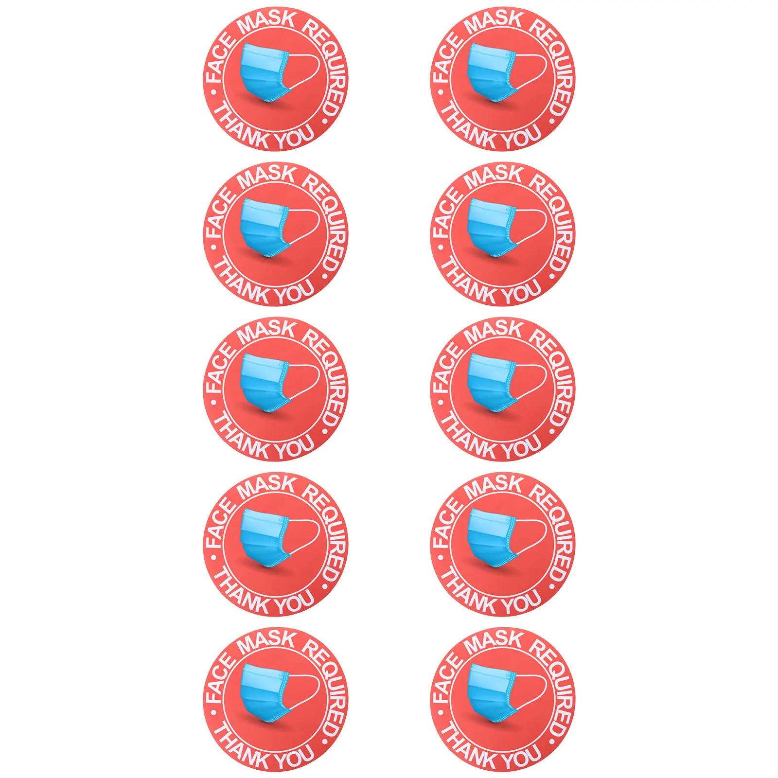 10 Pcs Safety Sticker Warning Stickers Waterproof Face Mask Required Public Pvc Signage Office