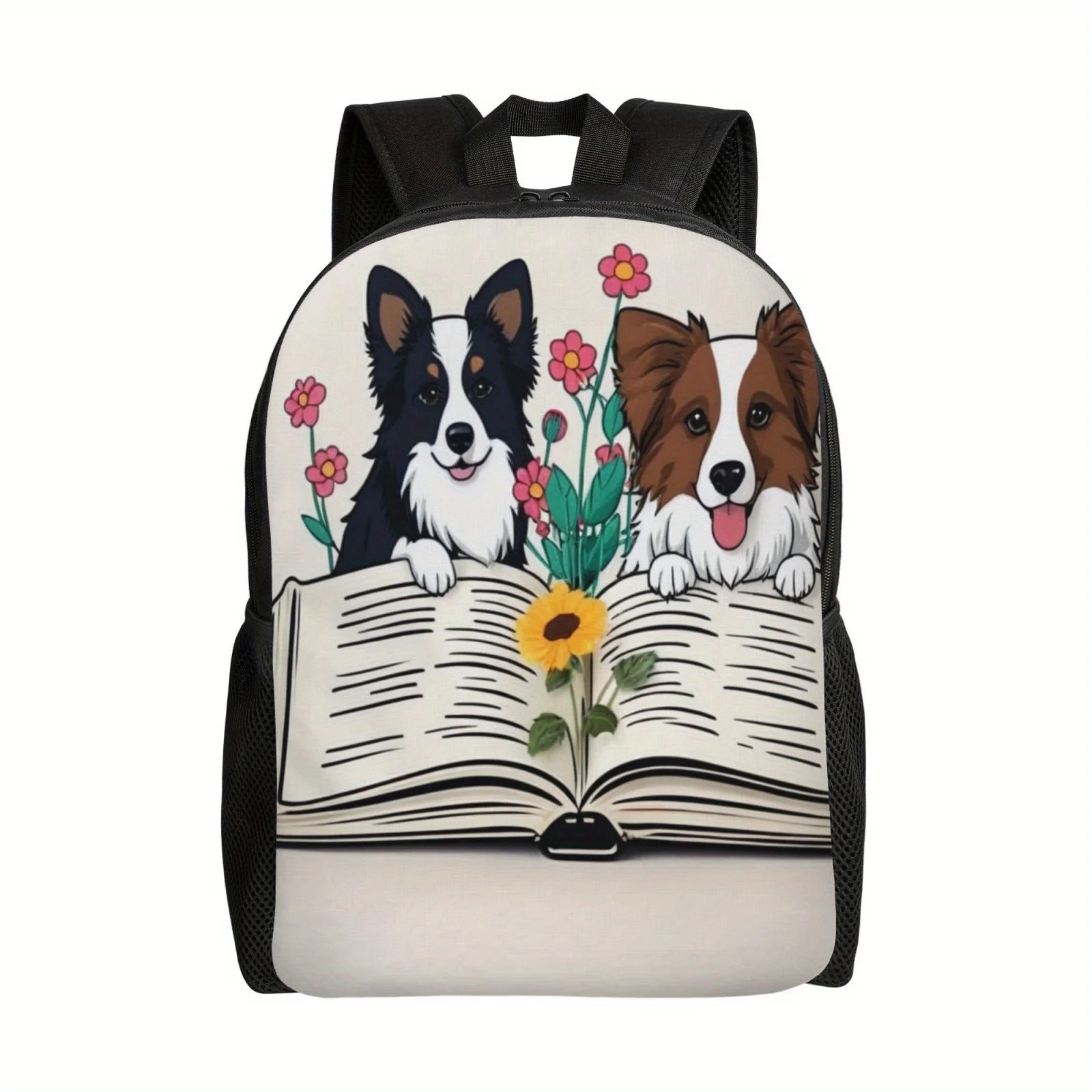

Cute Doodle Dog Pattern Backpack, Lightweight Casual Laptop Bag