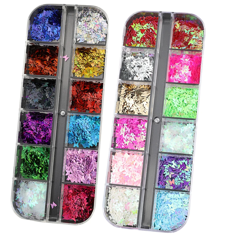 

Butterfly Sequins Set 12 Colors Glitter Powder For Nail Art Manicure Sticker Eye Makeup Glitter Nail Decorations Kit