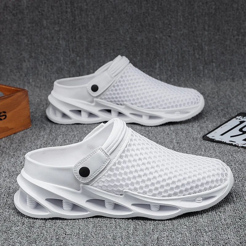 2025 Summer Mesh Half Shoes For Man Mules Platform Closed Toe Slide Sandals Slip On Backless Loafers Men Open Back Casual Shoes
