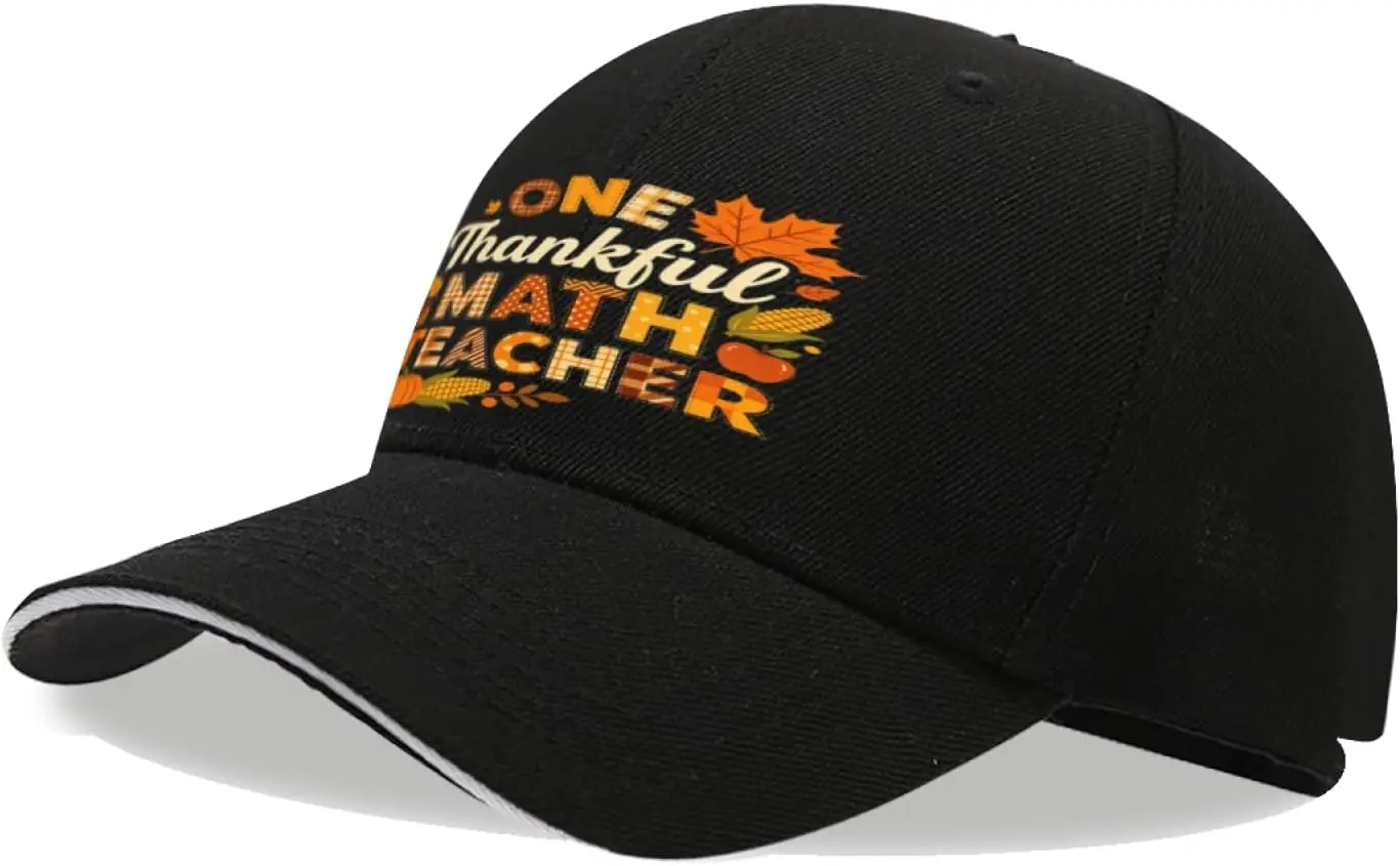 One Thankful Math Teacher Thanksgiving Sandwich Baseball Cap for Men