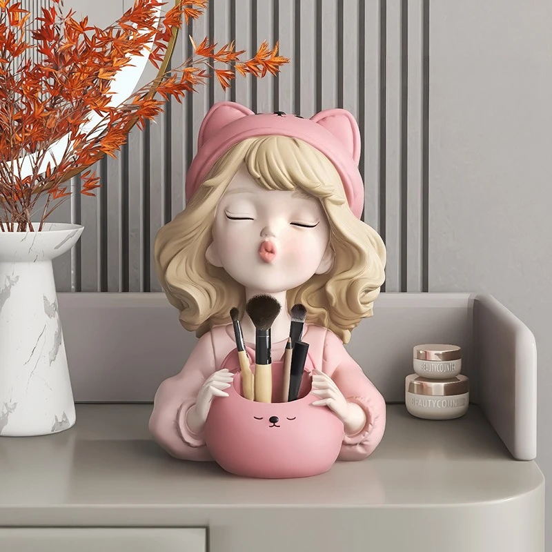 Creative girl storage pen holder,makeup brush key, miscellaneous storage,office desktop decoration,home decoration accessories