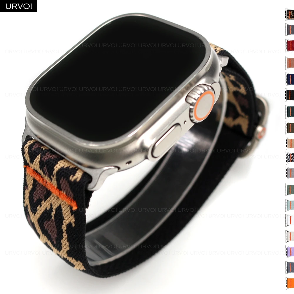 URVOI elastisches Nylonband für Apple Watch Ultra 2/1-Serie 10/9/8/7/6/5/SE, bequemes, langlebiges Armband, mechanische Schnalle, 46 49 mm
