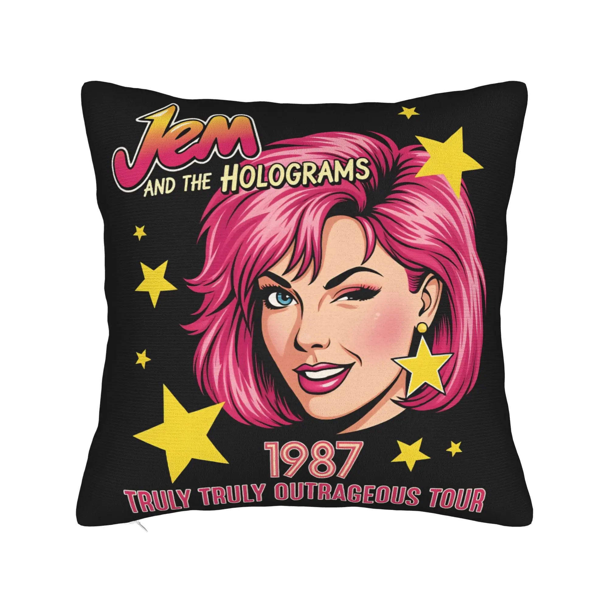 Kpop Jem and the Holograms Pillow Case  Square Pillow Cover Vintage Pillowcases For Living Room Bed Chair
