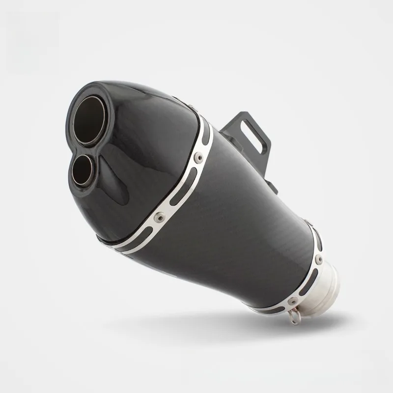 Full Size Custom Motorcycle Exhaust PipeRS Chunfeng 675SR/NK Modified Full-section Short Oblique Hexagonal Double-hole Exhaust P 4